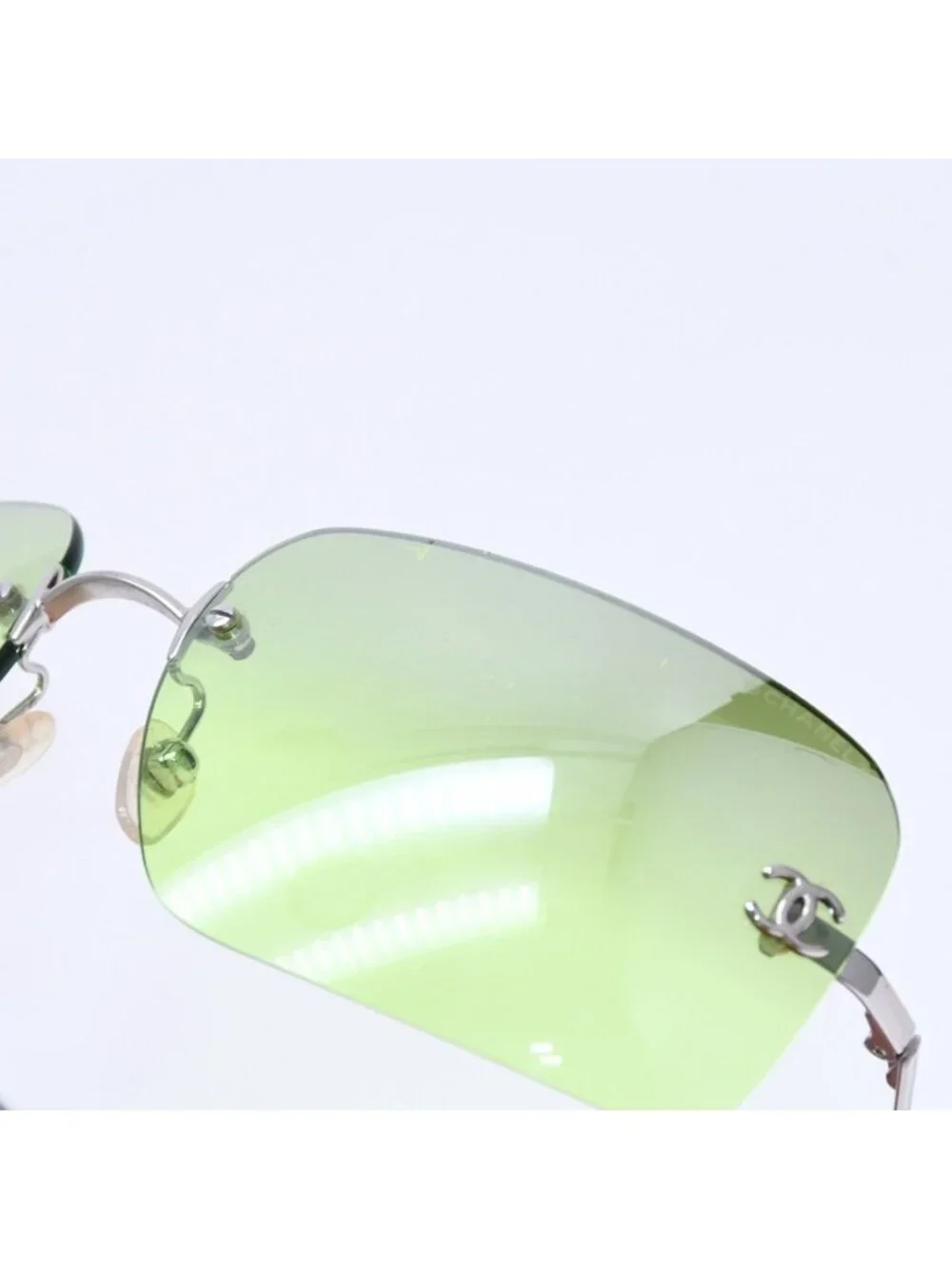 Chanel Rimless Sunglasses Eyewear CC Logo Green